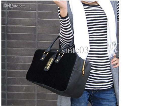 Wholesale-Hot Sell Fashion Women Leather HandBags with small coin purse Fur black one shoulder Handbag Lady tote bags Cheap Wolesale