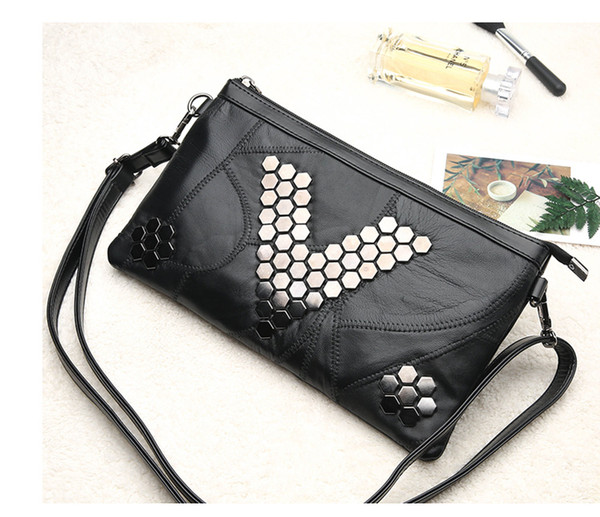 15pc 2017 new Fashion Multi-functional Evening party Clutch messenger cosmetic Envelope Purse wallet Handbag Phone Bag shoulder With Rivets