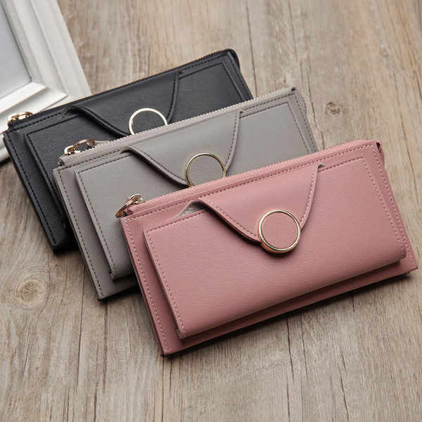 24PCS/lot New Fashion Women Zipper Clutch Bags Credit Card Holders Luxury PU Leather Wallets Long Style Purses Double Layers Money Bags