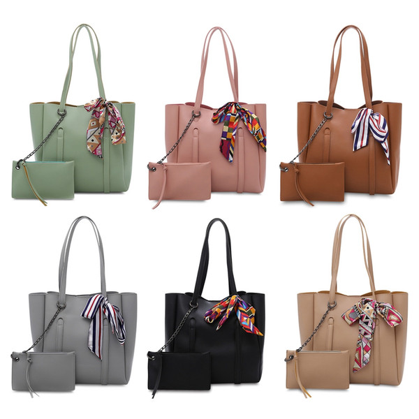 2pcs Casual Women Shoulder Tote PU Leather Composite Bag Female Handbag Clutch