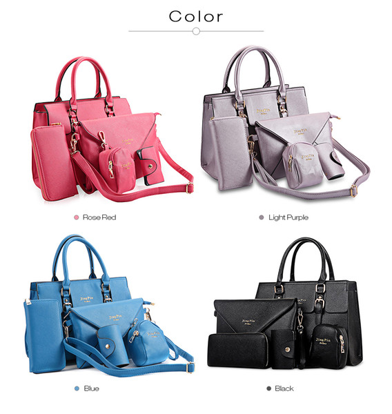 New fashion Women Bag High Quality PU Leather Women Messenger Bags Casual Crossbody Bag Tote Bag 5pcs/ set