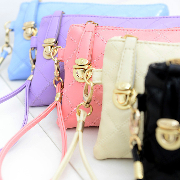 New Fashion Retro Lady Women Ling Grid Clutch Bag Girls Hand Bag Small Change Package