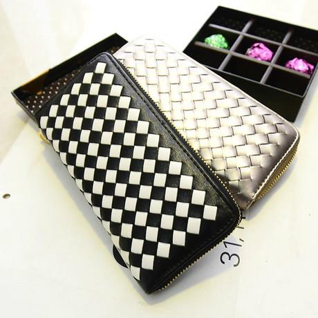 Women's Fashion Wallet Card Package Ultra Thin Hand Woven Girl's Long Wallet Multi Card Wallet