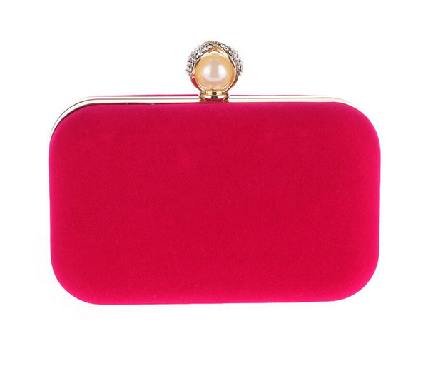 Women Clutch Hot Pearls Clasp Evening Bags 5 Color Velvet Evening Clutch Bag Fashion Handbags Chains Shoulder Bags Purse