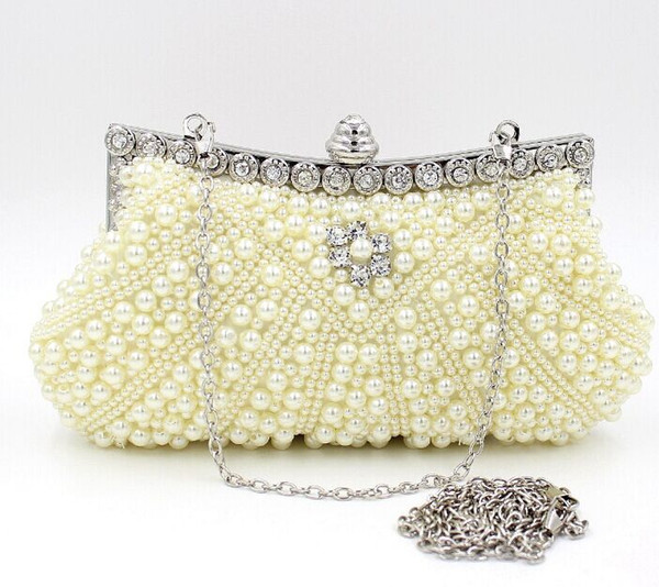 Pearl Evening Bag Clutch Bag Rhinestone Beaded Party Prom Wedding Bride