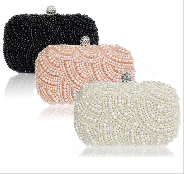 Women Clutch Bag Fashion Pearl Beaded Party Bridal Handbag Wedding Evening Purse