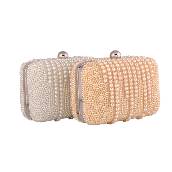 New arrival luxury diamond pearl evening bags 2 sides pearl clutch bag bridal bag fashion women's handbag /wedding purse