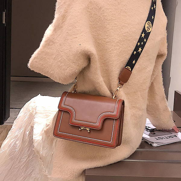 Small bag female 2019 new personality Wild female bag Korean version Single shoulder wide shoulder bag 048-17030