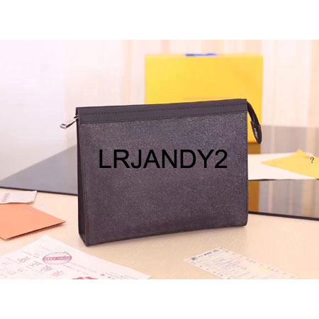 High Quality Women's Toiletry Pouch 26CM Fashional Designed Real Leather Clutch Bag Men Zipper Handbag