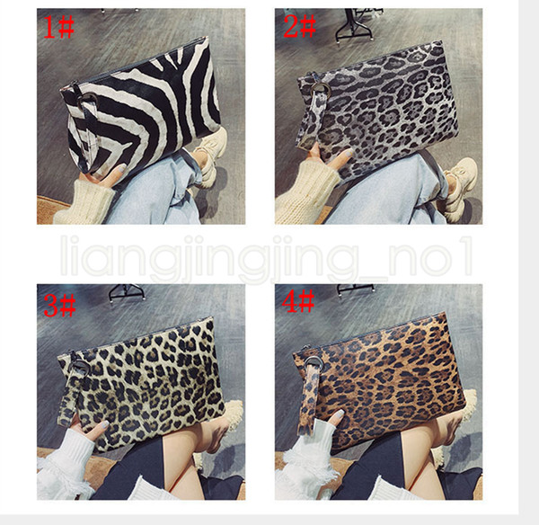 4styles Leopard stripe clutch bag women party beach travel outdoor handbag women fashion zipper wrist Leopard printed bag FFA2035 36pcs