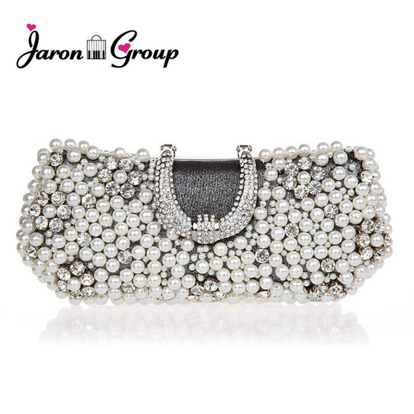 Jaron Best Gorgeous Bridal Bag Women's Beaded Bag Imitation Pearls Diamond Finger Ring Beads Clutch Purse For Party 3 Color