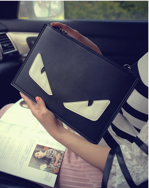 Factory hot sale 2018 Eye Monster Envelope Clutch Bag Women PU Leather Messenger Bags Famous Brand Designer Small Shoulder Crossbody Bags b