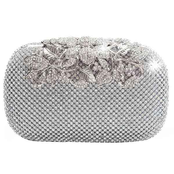 Women Evening Bag 2018 Flower Crystal Clutch Bags Wedding Purse Rhinestones Chain bag Shoulder