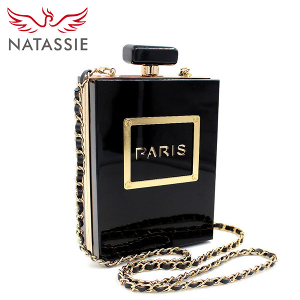 NATASSIE Women Clutch Bags Acrylic Clutches Fashion Party Bags Ladies Designer Perfume Bottle Shape Purses