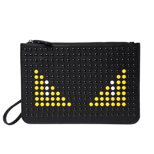 Fashion personality little monsters pu material clutch bag/new design monster printing bag wholesale leather clutch bag