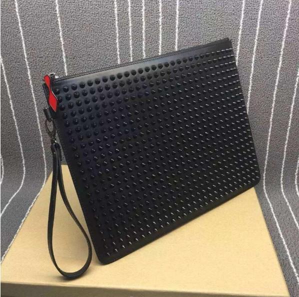 Genuine Leather Waterproof Cosmetic Bags For Women Men Clutch Bags Box + Dust Bag Rivet Carteira Feminina Bolsa Designer Fashion bag