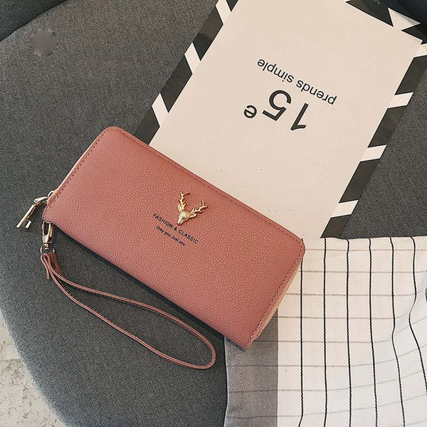 Ladies fashion personality long deer head wallet card package Korean version of the long wallet single pull