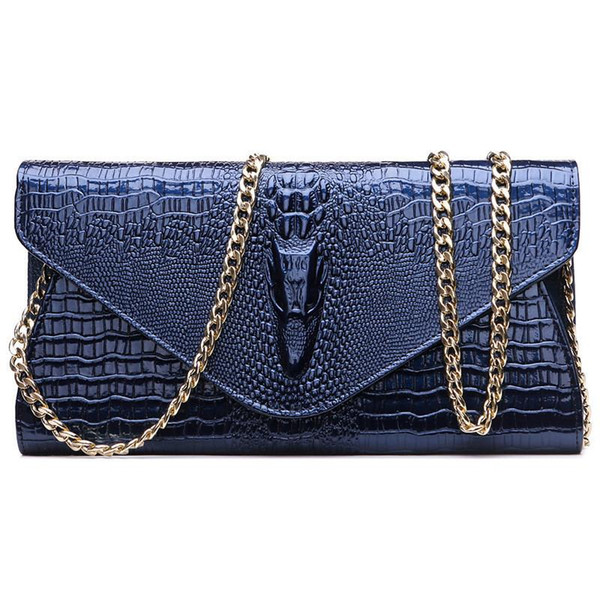 Fashion Clutch Bags Women 2017 New Handbags Leather Chain Long Black Blue Gold Wallet Ladies Shoulder Bag Layer Leather