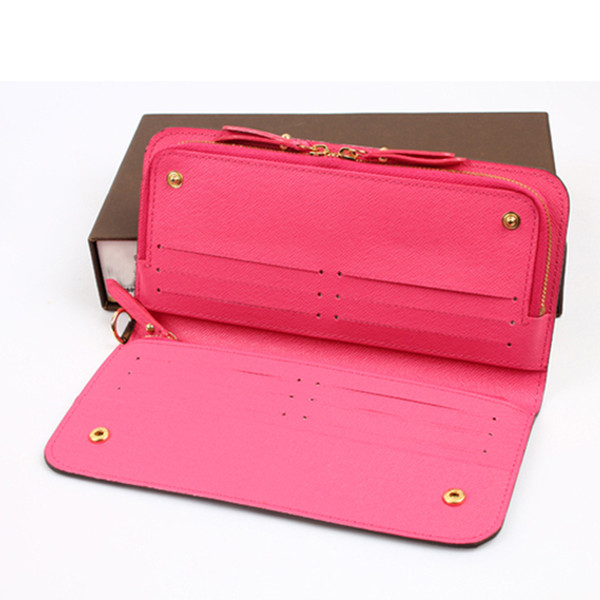 2018 New Genuine Leather Brand Designer Wallets for Women Purses Clutch Bags Long Zipper with Card Holder Long Style with Box