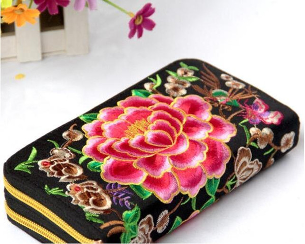 Opening promotion Free shipping 2019 new national wind embroidere manuald bag embroidery double female handbag wallet