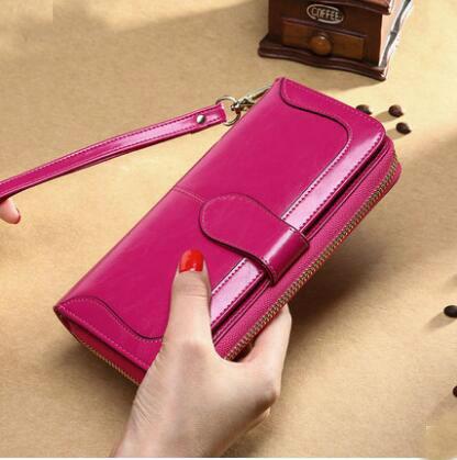 2019 new pure cowhide genuine leather wallet long fashion zipper tide Korean version of the leather women's men