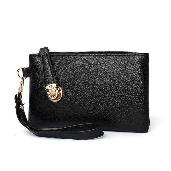 PU Shoulder Bag Women Casual Black Leather Hand Bag Package Wallet Leisure Convenience Waterproof Line Women's Hand-Held Female Bags