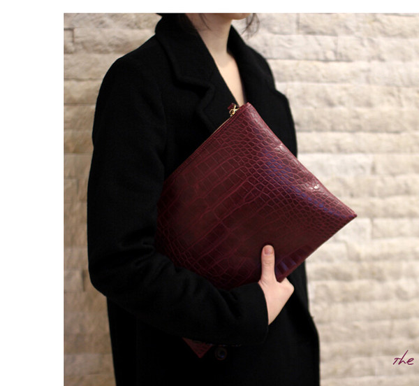 Fashion Clutch Evening Bag Female Clutches Handbag Crocodile Grain Women's Clutch Bag Leather Women Envelope Bag Free Shipping