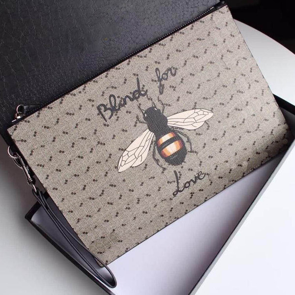 Men's bags luxury Brand Embroidery bees Italian letter Designer Clutch bags size 28*18 cm model 56720