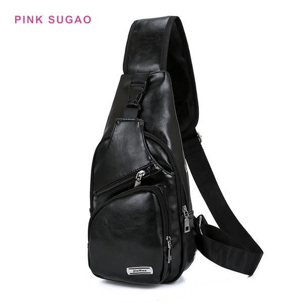 Pink sugao waterproof crossbody bag men casual chest bags outdoor travel bags shoulder bag high pu cross body bags