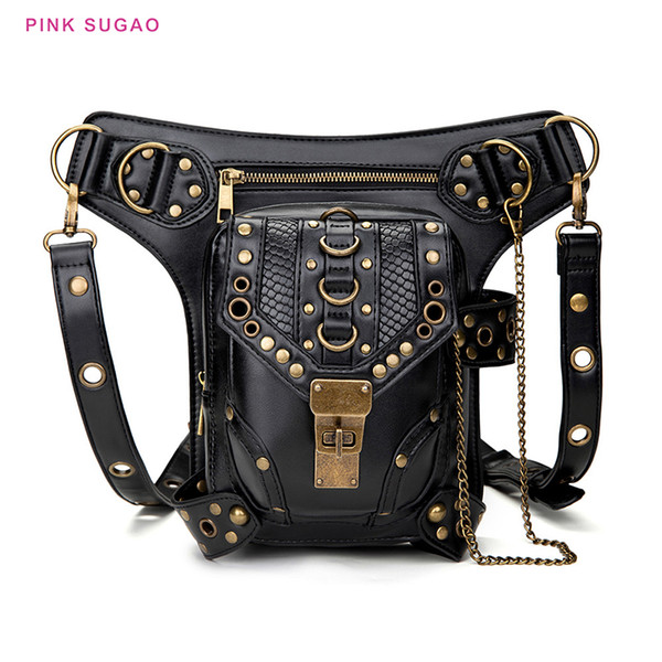 Pinksugao women shoulder bag designer waist bags steam punk retro motorcycle bags shoulder messenger bag women waist bag with rivet