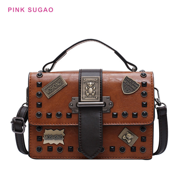 Pink sugao new fashion crossbody bag lady shoulder bag women designer purse messenger bags retro style pu leather new fashion BHP