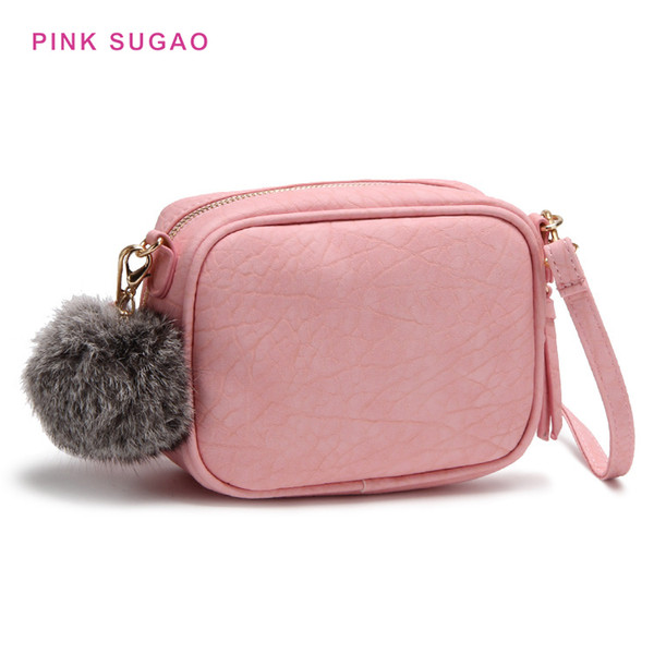 Pink sugao new fashion women shoulder bag designer crossbody bag luxury purses 2022new styles small pockets hair ball PU handbag BHP