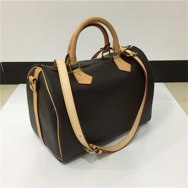 freeship High quality new fashion Women's handbag speedy bag 16/20/25/ 30/35cm Bronze Hardware Oxidation discoloration cowhide