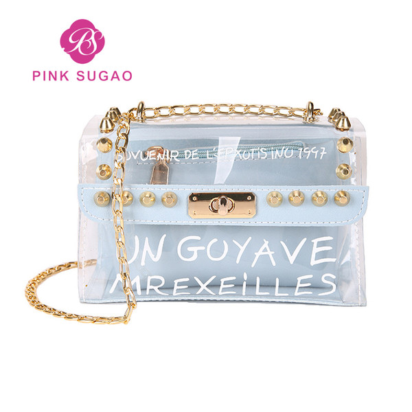 Pink sugao designer handbags clear jelly bag designer luxury crossbody bags luxury designer brand transparent bag girl chain bag for school