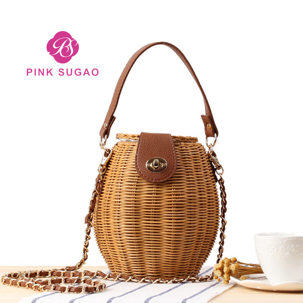 Pink sugao rattan bag designer handbags handmade bucket for women 2022designer crossbody bag designer luxury handbags purses women tote bag