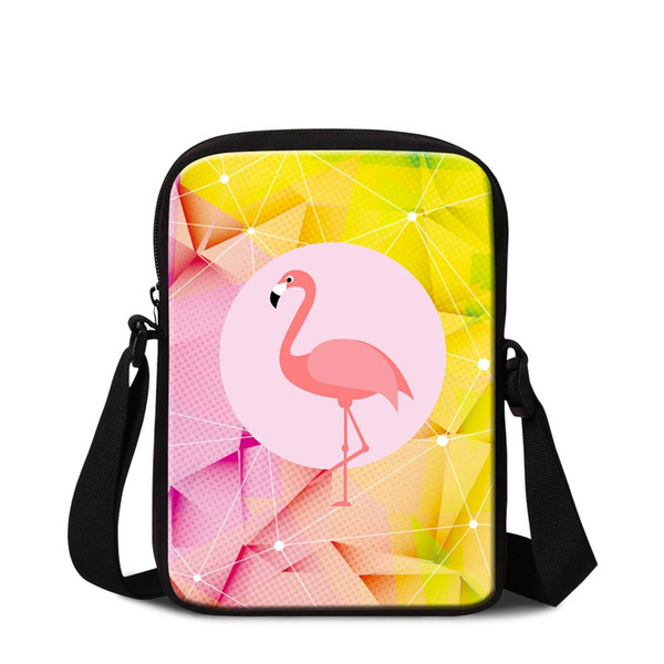 Women Mini Messenger Bag Diamond Pattern Flamingo Printed Crossbody Shoulder Bags For Students Schoolbags Children Cool Animal Flap Handbags