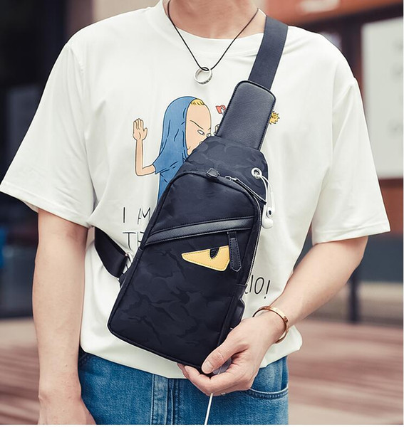 New arrive: Little Monster Breast Pack, hip hop Fashion Pocket Crossbody Bag, Casual Canvas Shoulder Bag Men's Backpack