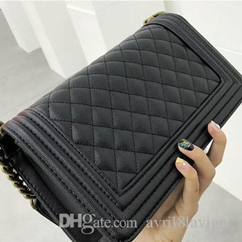 High Quality Women's Classcial Caviar Leather 25CM Flap Crossbody Bag Quilted Chain Messenger Bag Hot Style Bag