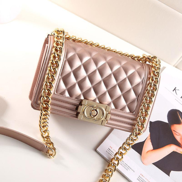 2018 New Crossbody Bags Women Matte PU Leather Famous Brands Frosted Jelly Diamond Lattice Bag Chain Flap Shoulder Cross Bolsa Feminina