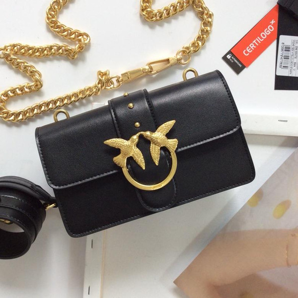 2018 Newest Fashion swallow messenger bag famous brand bags women handbag genuine leather letter bolsas rivet chains