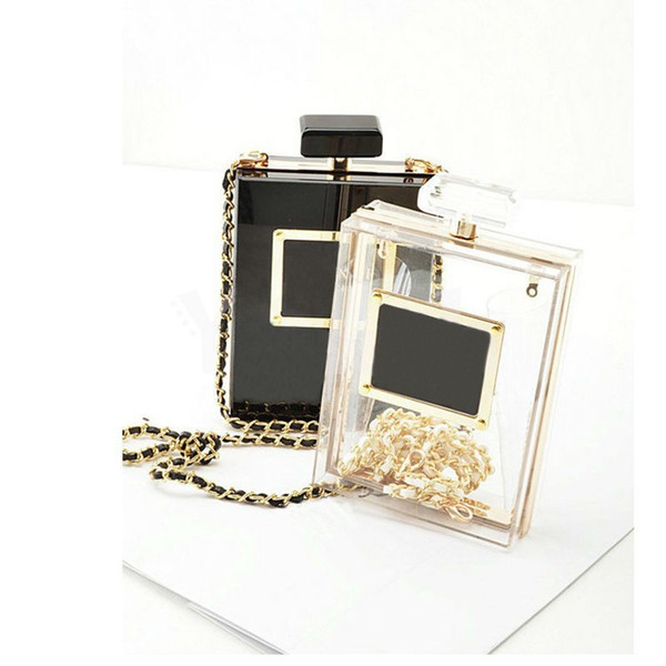 Women's Clutches Perfume Bottle Shape Bag Clear Box Evening Bags Perspex Women's Shoulder Bags