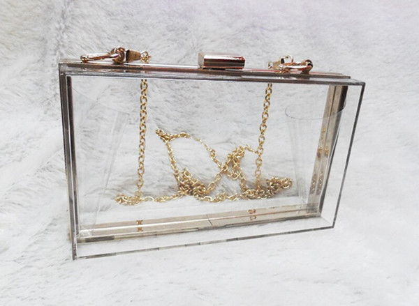 New Acrylic Transparent Women Clutch Bag Chain Luxury Brand Women Messenger Bags Evening Bag Handbag Chain Shoulder Bags