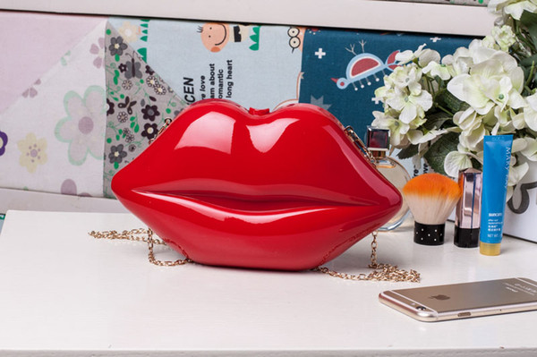 Europe and the United States hot style acrylic red lip bags Hi