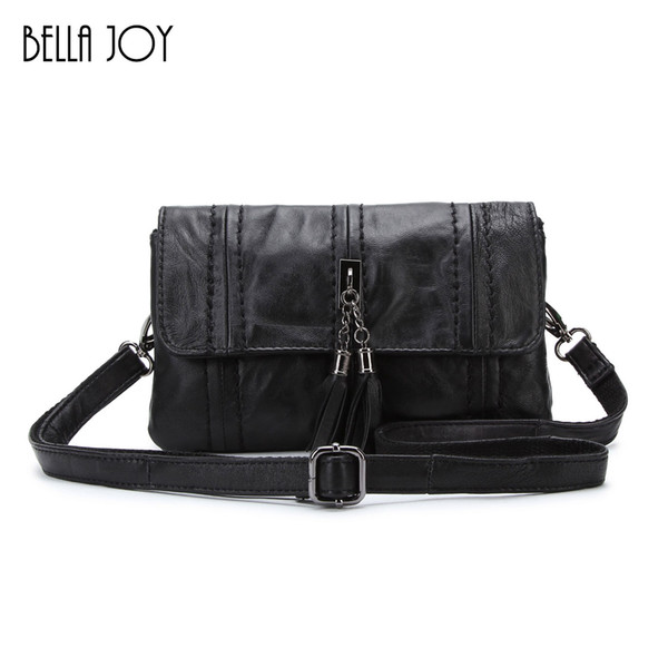 BELLA JOY Vintage Small Crossbody Bags For Women Genuine Leather Tassel Handbags And Purses Female Clutches