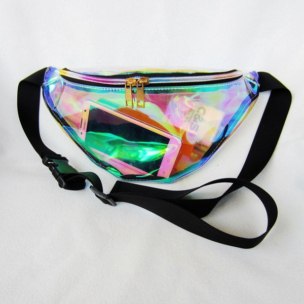 New Arrival Hot Sale Light Color Waist Bags Unisex 2018 Fashion Fanny Packs Chest Pack Sparkle Hologram Small Bag 21 Colors avaliable