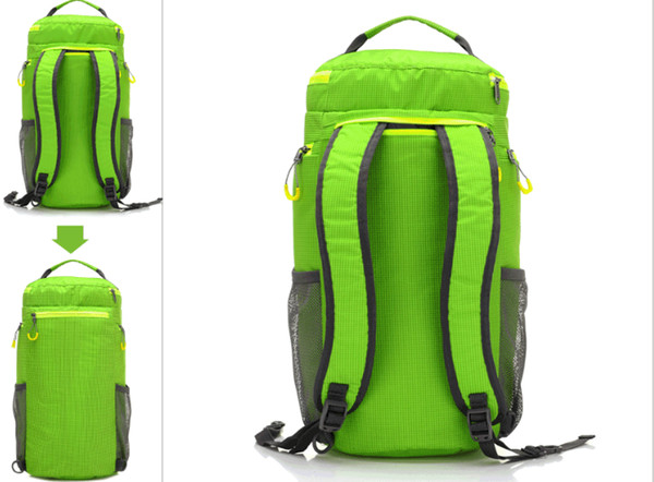 2018 new pure color sport outdoor. Waterproof nylon folding bag single shoulder / hand / shoulder multifunction folding bucket bag