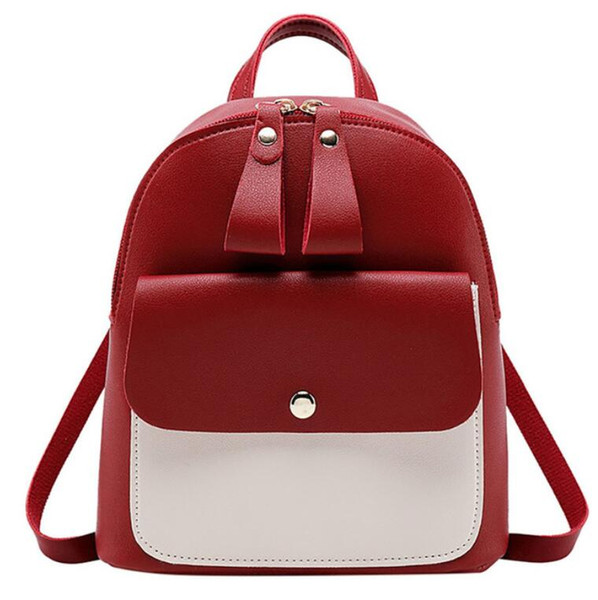 2019 Women Leather Backpack Children Backpack Mini Backpack Women Cute Panelled Backpacks for Teenage Girls Small Bag