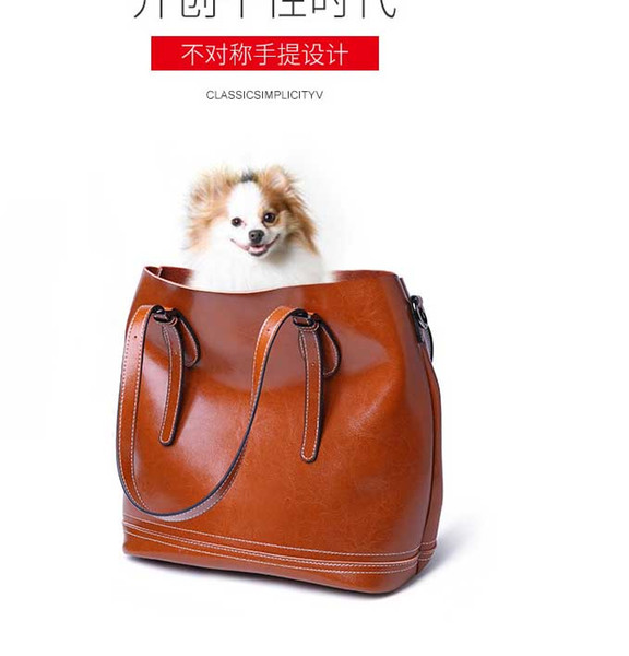 2019 autumn and winter new retro leather handbag shoulder bucket bag trend package winter leather handbag