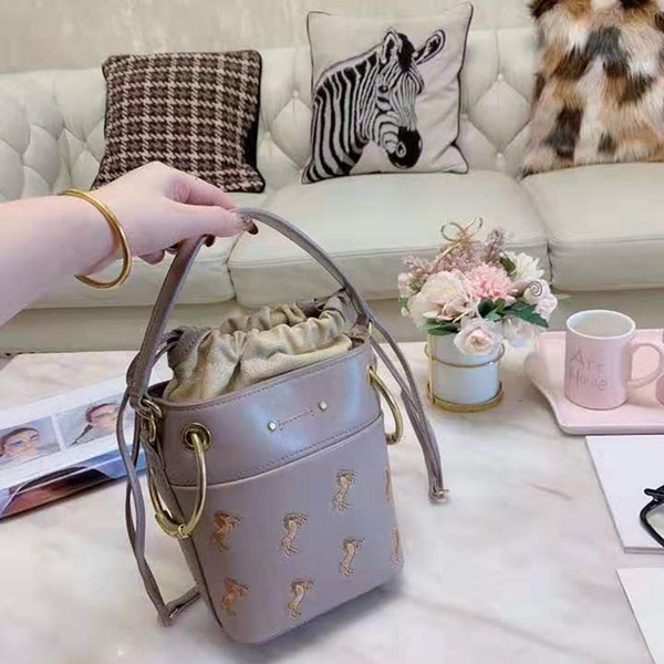 Pink sugao bucket bags brand shoulder bag drawstring fashion handbag luxury genuine leather tote bags women purse new fashion handbag