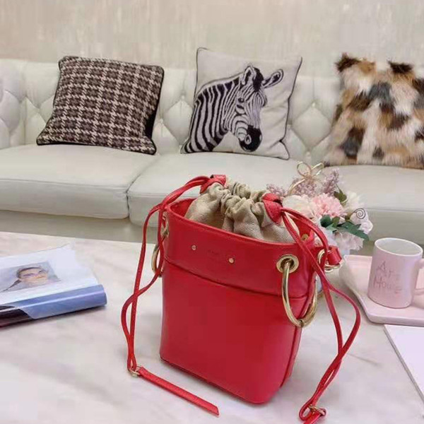 Pink sugao bucket bags brand designer shoulder drawstring handbag luxury genuine leather tote bags women purse new fashion hot sales